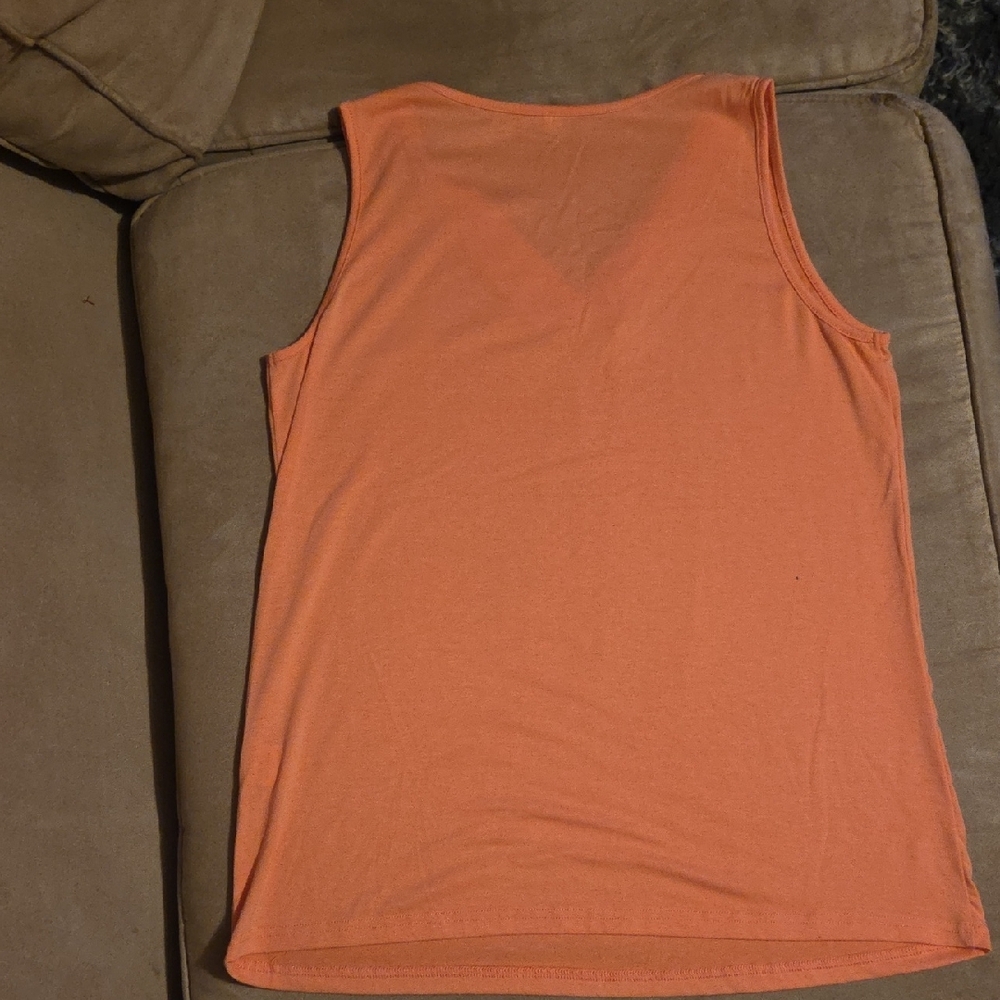 Women's V-Neck Sleeveless Tank Top - Orange - Picture 2 of 2